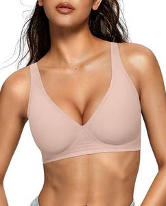 lot 12123 image: OEAK Womens Jelly Bras Wireless Deep V Comfy Push Up Tshirt Bras NDE S Nude