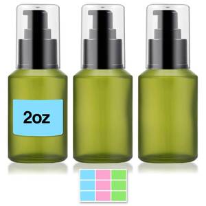 lot 12126 image: DPLASKA 3PCS 60ML2OZ Empty Green Frosted Glass Bottles with Pump Small (Onky 2)
