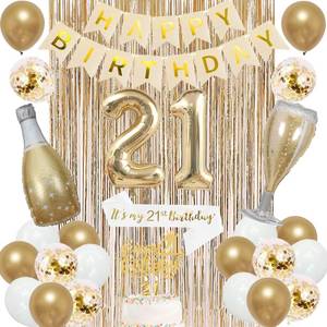 lot 12135 image: Trgowaul Champagne Gold 21st Birthday Decorations for Her