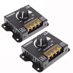 lot 12137 image: 2Pack LED Dimmer Switch DC 12-24V 30A PWM Stepless Brightness Dimming Controller for Single Color LED Strip 50503528 Light