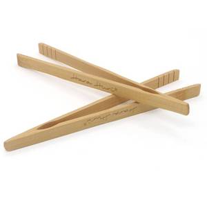 lot 12152 image: Bamboo Toaster Tongs - Set of 2 Reusable Heat Resistant Wooden Toast Tongs - 8 Inches Long Natural Toaster Tong Bamboo - Useful Kitchen Utensil for Serving Pickle Muffin Bread Tong - HaraHuri