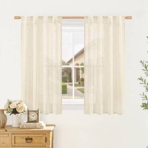 lot 12158 image: LAMIT Semi Sheer Linen Curtains 48 Inch Length for Windows, Linen