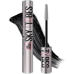 lot 12168 image: Maybelline Lash Sensational Sky Tubes Tubing Mascara, Extension-Like Lengthening Mascara, 24HR Eye Makeup with Shea Butter and Castor Oil, Very Black, 1 Count