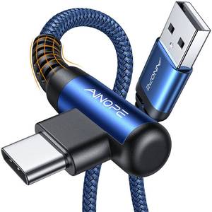 lot 12176 image: AINOPE Type C Cable 2-Pack, 6.6ft 3.1A C Charger Cable Fast Charging Right Angle, Durable Nylon Braided USB C Cable Compatible with Galaxy S10 S9 S8 Plus S21, Note 10 9 8, LG (Blue)