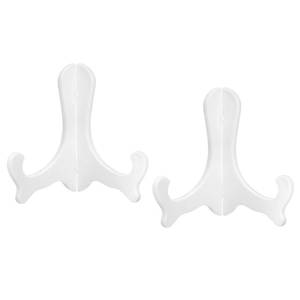 lot 12182 image: uxcell 2pcs 6in Easel Plate Holder, Plastic Folding Display Stand White for Decorative Picture Frame
