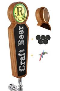 lot 12188 image: TESLYAR Wooden Beer Tap Handle for Kegerator � Large Chalkboard Keg Tap Handle Display for Bar, Brewery, Homebrew � Customizable Beer Faucet Handle (Brown)