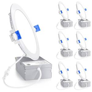 lot 13741 image: Ensenior 6 Pack 6 Inch 5000K Dimmable Canless Wafer LED Recessed Light