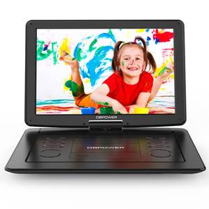 lot 13749 image: DBPOWER 17.9in Portable DVD Player with 15.6in Large HD Swivel Screen, 6 Hour Rechargeable Battery, Support USBSD and Multiple Disc Formats, High Volume Speaker, Car Charger, Remote Control