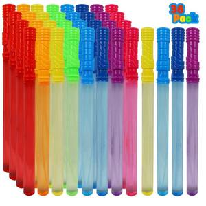 lot 13751 image: MorTime 36 Pack Bubble Wands for Kids, 8 Colors Bubbles Stick Bulk, 14.6in Easter Party Favor Summer Toy for Children