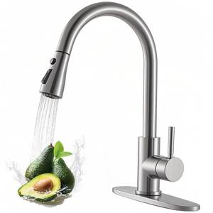 lot 13755 image: VAPSINT Kitchen Faucet with Pull Down Sprayer, Brushed Nickel