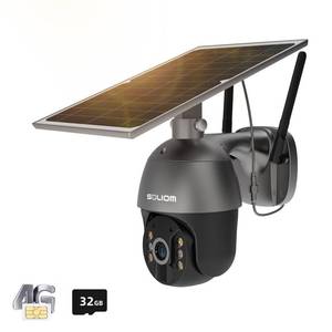 lot 13760 image: SOLIOM S600 3G4G LTE Solar Powered Cellular Security Camera Wireless Outdoor, Pan Tilt 360°View Spotlight, 1080p Night Vision, 2 Way Talk, PIR Motion Sensor, No WiFi, US Version, Unlimited Data Plan