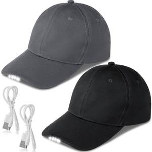 lot 14169 image: Syhood 2 Pieces LED Baseball Caps Flashlight Hats Hands Free Baseball Caps with Light Built in 5 Battery Powered Headlamp LED Hats Light for Men Fishing Jogging Camping Hand Work(Black,Grey)