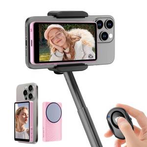 lot 14184 image: Magnetic Phone Vlog Selfie Monitor High-Definition Screen Bluetooth Remote,Using Phone Back Camera for Selfie Live Stream TikTok, iPhone and Android Compatible, Wireless Connection,Pink