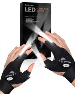 lot 14187 image: ThxToms LED Flashlight Gloves, Gifts for Him Men Boyfriend Husband, Mens Gifts for Fathers Day Christmas Birthday, Cool Gadgets Tools for Fishing, Repairing, Camping, 1 Pair Black