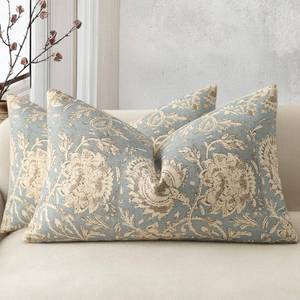lot 14199 image: DKwizme Vintage Floral Print Throw Pillow Covers 12x20 Set of 2 Neutral Modern Farmhouse Pillowcases Accent Decorative Cushion Covers Boho Home Decor for Couch Sofa Chair Bed Living Room, Sky Blue