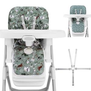 lot 14200 image: Baby High Chair Cover Replacement, Reversible and Waterproof High Chair Cushion Pad Home and Restaurant use, Includes 5-Point Harness Strap, Chair Not Included (Dark Green)