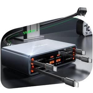 lot 14213 image: 8-in-1 Retractable Charger for Apple Samsung USB C Gan Multiple Devices