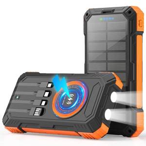 lot 14214 image: YOLOSKS Solar Charger Power Bank 49800mAh Wireless Portable Phone Charger, 22.5W QC3.0 Fast Charging Built in 4 Cables with USB C 6 Outputs and 2 Inputs for All Cell Phone