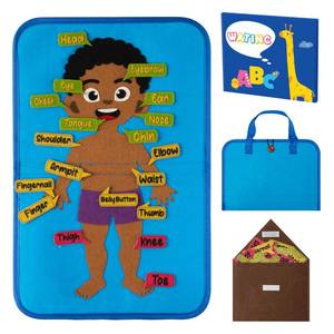 lot 14219 image: WATINC Body Parts Learning Portable Felt Story Board Set, 32PCS Preschool Human Organ Educational Teaching Storytelling Travel Board, Early Interactive Play Kit Gift for Toddler Kid (Brown