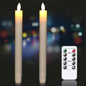 lot 14228 image: GenSwin Battery Operated Ivory Flameless Taper Candles with Remote and Timer, Moving Wick Real Wax Window Flickering LED Candles Christmas Decoration(0.78 x 9.5 Inches, Set of 2)