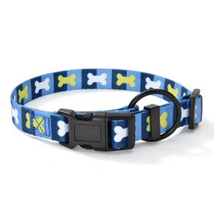 lot 14232 image: Mile High Life Nylon Puppy Dog Collar Nylon w Cute Patterns Lightweight Girl Boy Collar for SmallMediumLarge Dogs (Blue Bone, Large Neck 15in-19in)