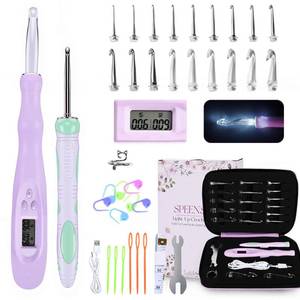 lot 14239 image: SPEENSUN Light Up Crochet Hook Set, 18 Interchangeable Heads (2mm-14mm)