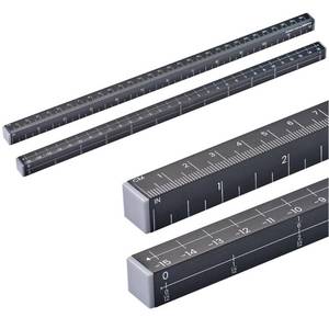 lot 14257 image: MeasureMate Learning Ruler, Four-Sided Math Tool for Students, Teaching Number Lines, Fraction Line, with Metric and Imperial, Black, 2-Pack