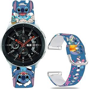 lot 14265 image: Sjiangqiao Stitch Holiday Pink 20mm Cartoon Watch Band Compatible with Samsung Galaxy Watch 543Active 2Gear SportS2 ClassicTicWatch 2 Fancy