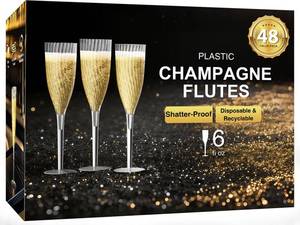 lot 19270 image: GuanQiao 48 Pack 6oz Clear Champagne Flutes