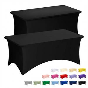 lot 19275 image: Fixwal 2 Pack 6FT Black Tablecloth Rectangle Spandex Fitted Table Cover