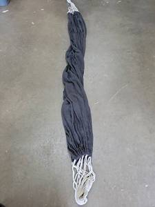 lot 19278 image: Dark Gray Fabric Hammock with White Rope (Approx 105in)