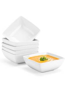 lot 19284 image: Yedio Porcelain Soup Bowls, 28 OZ Square Cereal Bowls, Set of 6