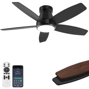 lot 19292 image: FancyMay 42 Inch Ceiling Fans with Lights, Quiet Reversible Fan with DC Motor, Remote and APP Control, 6-Speed, 3 Color Temperatures, Dimmable, Ceiling Fan for Bedroom Living Room,Black