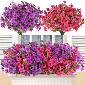 lot 19297 image: AmyHomie 16 Bundles Artificial Flowers for Outdoor Outside Spring Summer Decoration UV Resistant Faux Flowers No Fade Fake Plastic Plants Garden Porch Window Box Decorating