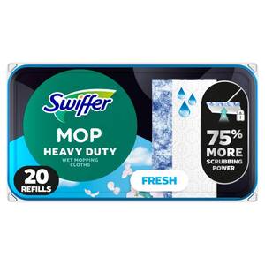 lot 20009 image: Swiffer Heavy Duty Mop Wet Multi-Surface Cloth Refills for Floor Mopping and Cleaning, Outdoor Window Fresh Scent, 20 count