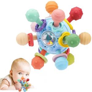lot 20010 image: Baby Montessori Sensory Teething Toy 0-6 6-12 Months, Teether Ball and Rattle