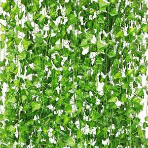 lot 20029 image: CQURE 24 Pack 168Ft Artificial Ivy Fake Vines,Ivy Garland Greenery Garland Fake Hanging Plants Vines Aesthetic Green Leaves for Bedroom Wedding Party Garden Wall Room Decor