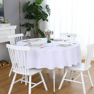 lot 20436 image: FOLINSandHOME White 48 Inch Round Tablecloth, Waterproof Table Cloth