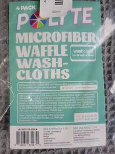 lot 20442 image: Polyte Microfiber Waffle Washcloths 4 Pack 13 x 13 in ML-WF1313-GRY-4