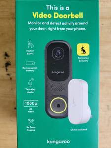 lot 20450 image: Kangaroo Video Doorbell 1080p HD with Chime (Button Jammed)
