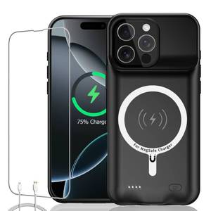 lot 20473 image: Battery Case iPhone 16 Pro, Upgraded 10000mAh Rechargeable Portable Extended Battery Pack Supported Qi Wireless Charging Case Compatible with iPhone 16 Pro (6.3 inch) Charger Power Bank (Black)