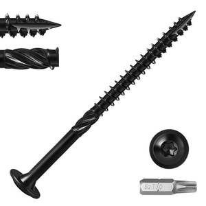 lot 20488 image: BNUOK Lag Screws #14 x 8 Inch, (2.5lb, 30pcs) Heavy Duty Construction Structural Exterior Wood Timber Screws, Torx Drive Washer Head Rust Resistant Black Epoxy Coated, with T30 Star Bit (Open Box, May Be Missing Pieces)