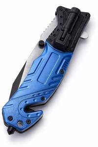 lot 20489 image: LED Tactical Serrated Folding Lock Blade Knife Outdoor Fishing Camping Knives (Black)