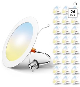 lot 1843 image: Freelight 6in 5CCT IN 1 Flat LED Can Lights with Night Light 24-Pack