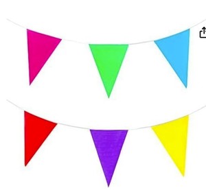 lot 8126 image: Super Z Outlet 100 Foot Long Multicolored Plastic Pennant Party Rainbow String Curtain Banner for Decorations, Birthdays, Event Supplies, Festivals, Children and Adults