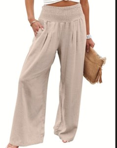 lot 11155 image: ANRABESS Womenfts Linen Pants  Almond Large A1091-119