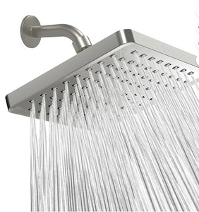 lot 14179 image: SparkPod Rain Shower Head, 8 Inch Square, Elegant Brushed Nickel FinishHigh Pressure Shower Heads, 90 Nozzles, Adjustable Showerhead, No Tools Needed, Universal Connection