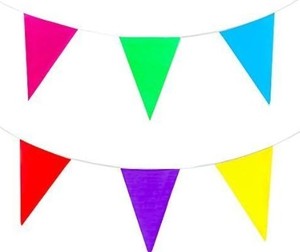 lot 20454 image: Super Z Outlet 100 Foot Long Multicolored Plastic Pennant Party Rainbow String Curtain Banner for Decorations, Birthdays, Event Supplies, Festivals, Children and Adults