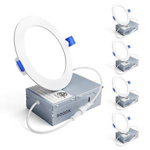 lot 1879 image: Ensenior 4 Pack 4 Inch LED Recessed Light, 5000K Dimmable Canless Wafer