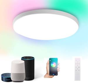lot 1884 image: DoHome HomeKit Smart LED Ceiling Lights RGBCW Color Changing Ceiling Light Work with Apple HomeKit, Alexa Google Home Flush Mount Ceiling Lamp 24W Dimmable for Living Room, Bedroom, Home Use